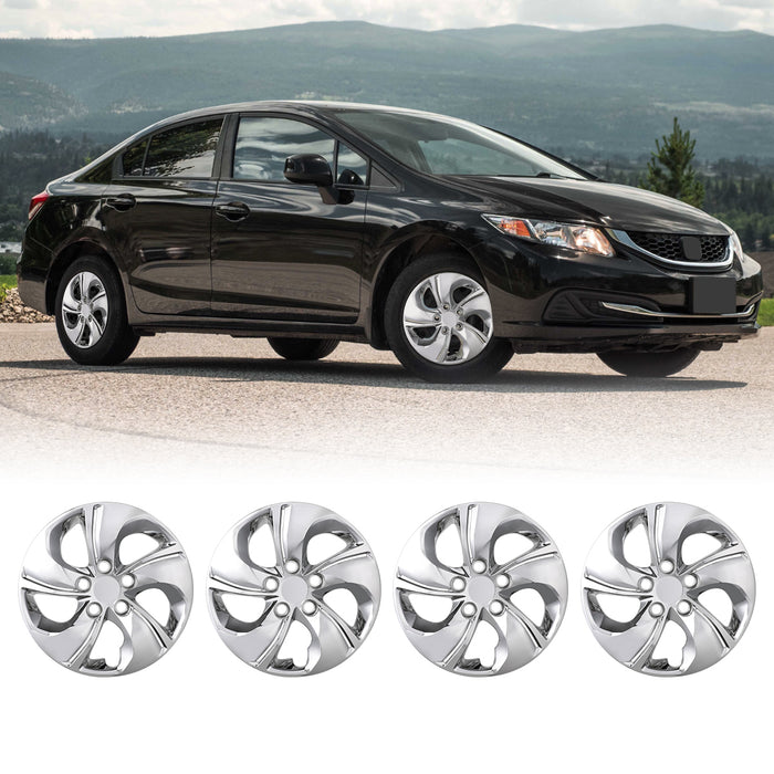 WOLFSTORM 4-Pack 15 Inch Wheel Rim Cover Hubcaps for 2013-2015 HONDA CIVIC SEDAN