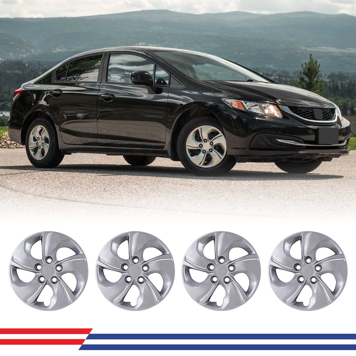 WOLFSTORM 4-Pack 15 Inch Wheel Rim Cover Hubcaps for 2013-2015 HONDA CIVIC SEDAN