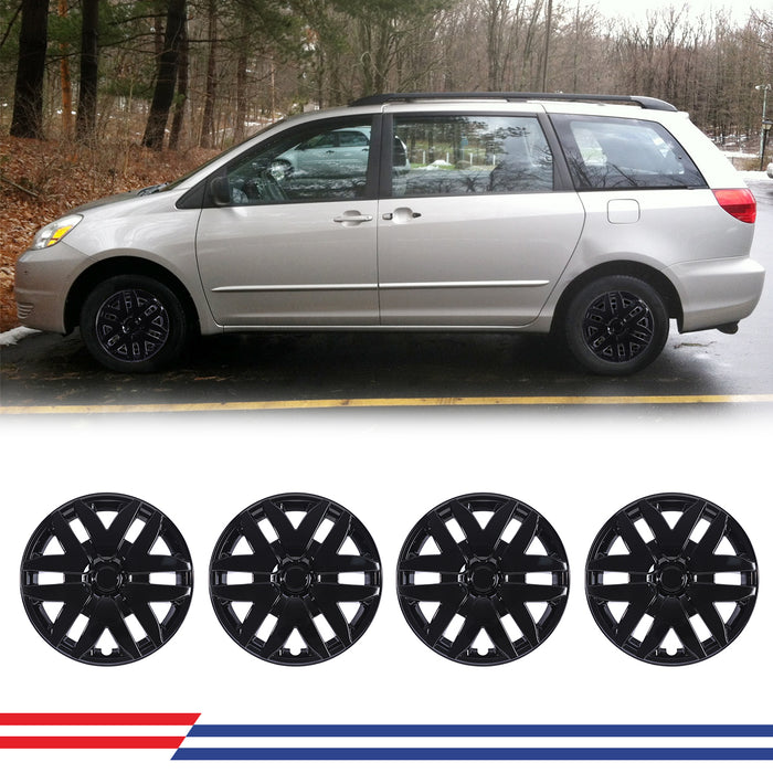 WOLFSTORM Hubcaps Fit for 2004-2010 TOYOTA SIENNA, Set of 4 Silver Lacquer Wheel Covers,PP Material Wheel Rim Covers for Steel Wheels, Snap-On Installation, 16 Inch Silver Lacquer 4-Piece