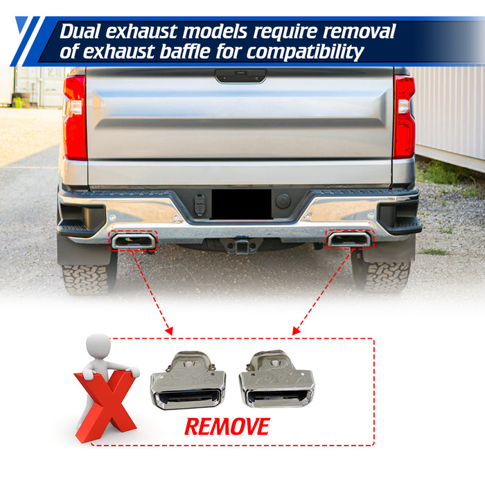 Rear Black Step Bumper With Park Assist & Dual Exhaust Cutouts For Chevy Silverado GMC Sierra 1500 2019-2024