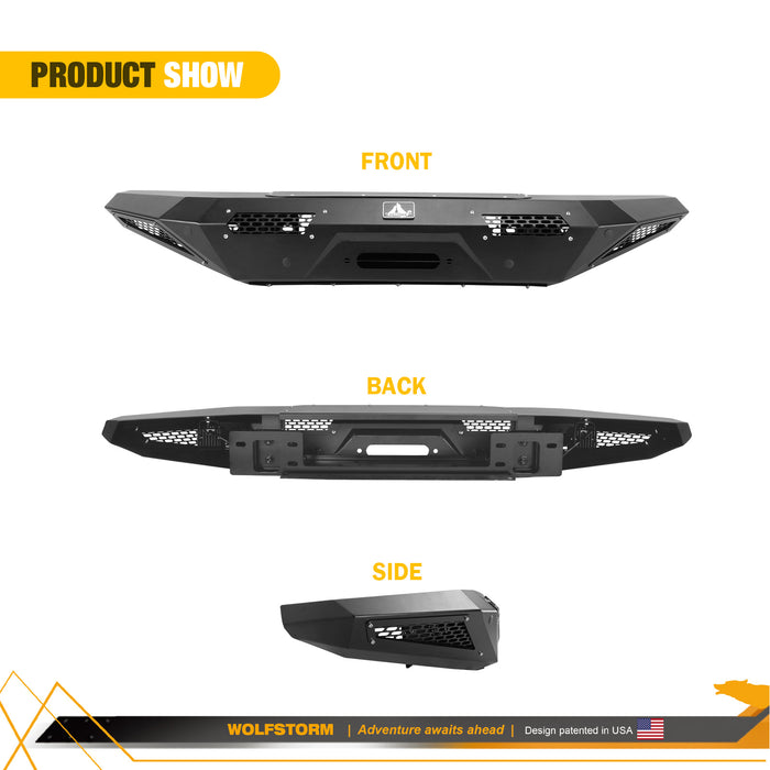 WOLFSTORM Pare-chocs avant de remplacement pour Ford Bronco 2021-2024 avec lumières LED et trous de capteur 