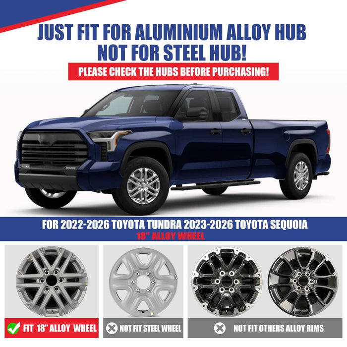 WOLFSTORM 4-Pack 18 Inch Wheel Rim Cover Hubcaps for 2022-26 TOYOTA TUNDRA /2023-26 Toyota Sequoia