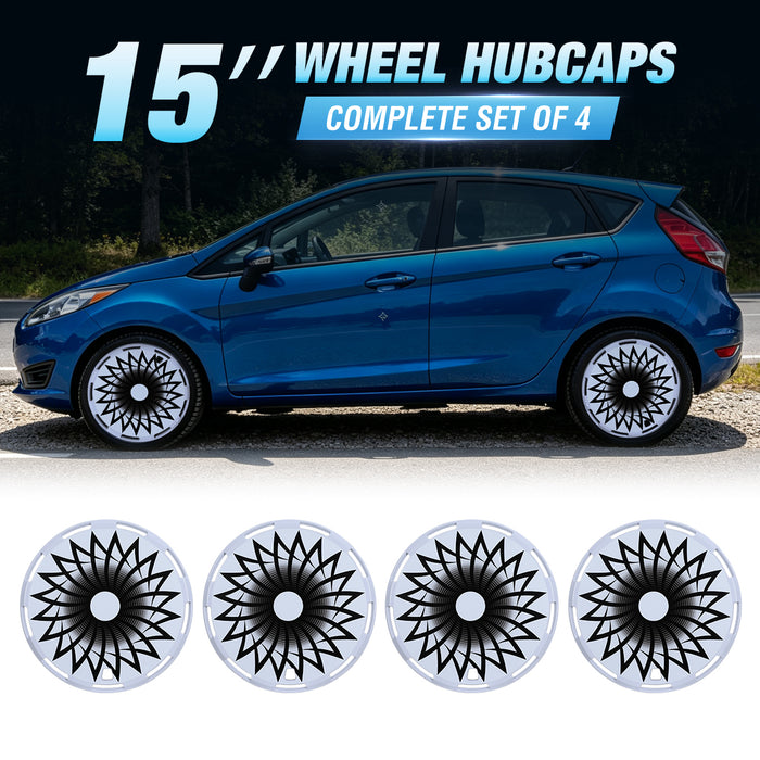 Wolfstorm Aerodisc Full Coverage Wheel Covers for Universal Hubcaps Turbo Spoke, 4-Pack