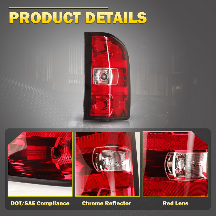 WOLFSTORM Taillights for 2007-2013 Chevy Silverado 1500 2500 3500 with Bulbs and Wiring Kit