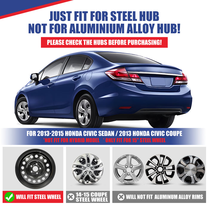 WOLFSTORM 4-Pack 15 Inch Wheel Rim Cover Hubcaps for 2013-2015 HONDA CIVIC SEDAN