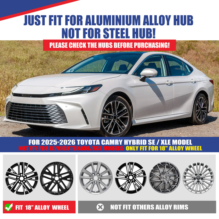 WOLFSTORM 4-Pack 18 Inch Wheel Rim Cover Hubcaps for 2025-2026 TOYOTA CAMRY HYBRID SE / XLE Model