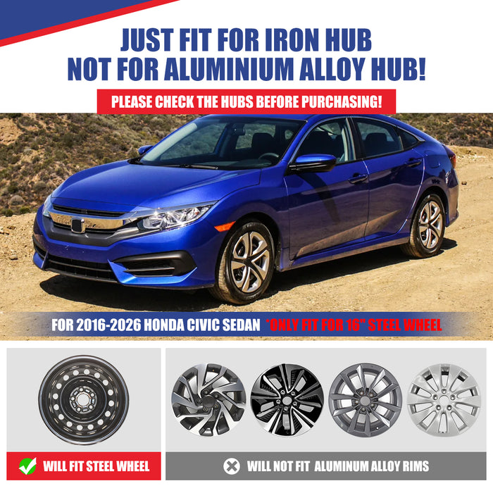 WOLFSTORM 4-Pack/1-Pack 16 Inch Wheel Rim Cover Hubcaps for 2016-2026 Honda Civic SEDAN