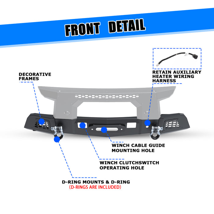 Pare-chocs avant WOLFSTORM pour Chevrolet Silverado 1500 2019-2021