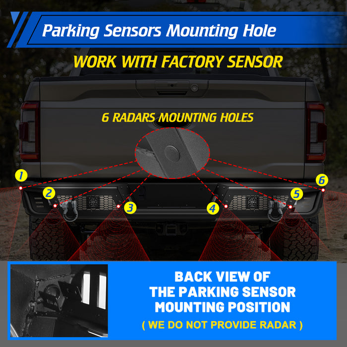 WOLFSTORM Rear Bumper Compatible with 2021-2023 Ford F-150 (Excluding Raptor)