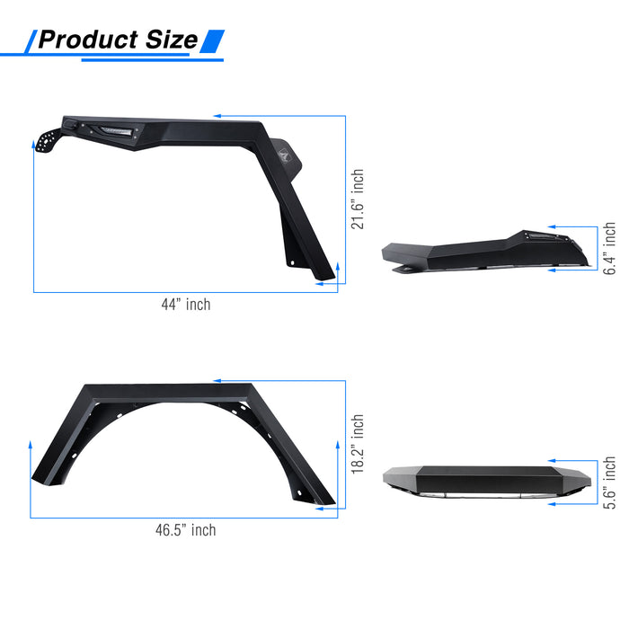 Jeep Wrangler JL/JLU Fender Flares with LED DRL and Sequential Turn Lights
