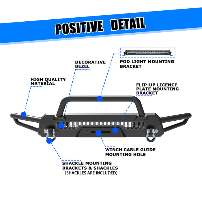 WOLFSTORM Pare-chocs avant compatible avec Toyota Tacoma 2016-2023