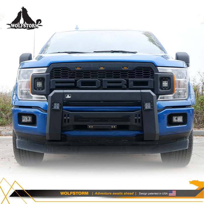 WOLFSTORM F150 Pare-chocs avant avec 2 lumières LED et 3 feux de position compatibles avec Ford F-150 2018-2020