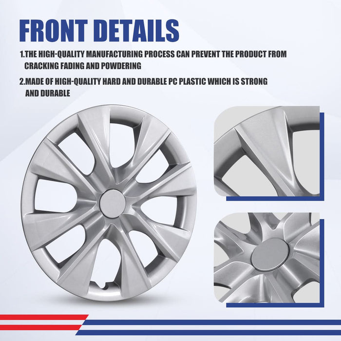 WOLFSTORM 4-Pack 15 Inch Wheel Rim Cover Hubcaps for 2009-2019 TOYOTA COROLLA