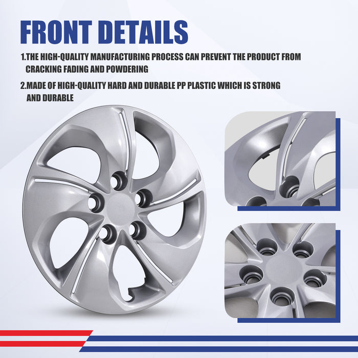 WOLFSTORM 4-Pack 15 Inch Wheel Rim Cover Hubcaps for 2013-2015 HONDA CIVIC SEDAN
