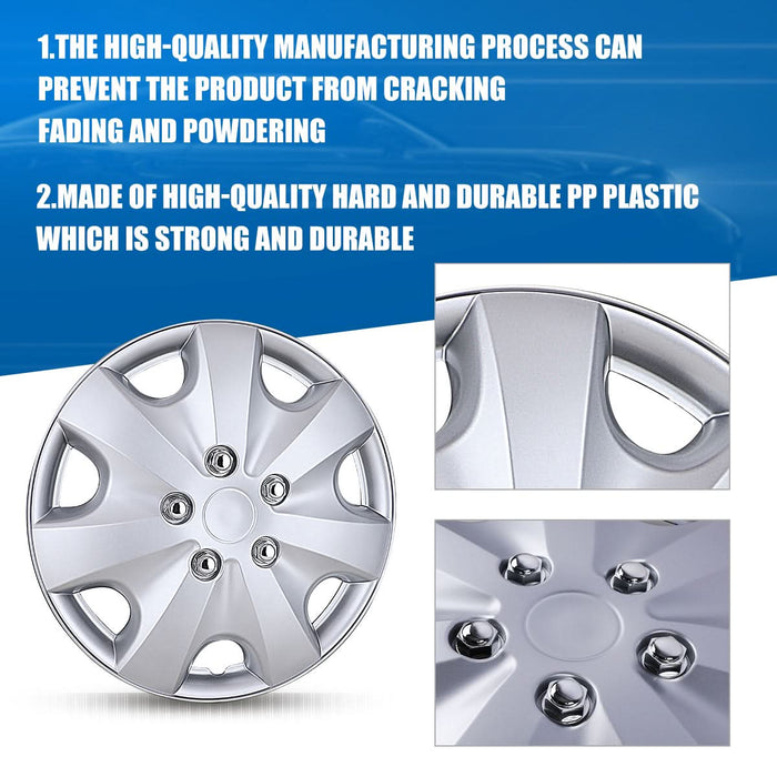 WOLFSTORM 4-Pack 14 Inch Universal Hubcaps for Steel Wheel Rims Cover