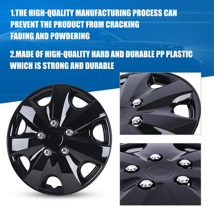WOLFSTORM 4-Pack 16 Inch Universal Hubcaps for Steel Wheel Rims Cover