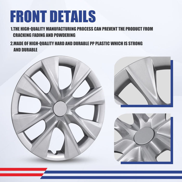 WOLFSTORM 4-Pack 15 Inch Wheel Rim Cover Hubcaps for 2009-2019 TOYOTA COROLLA