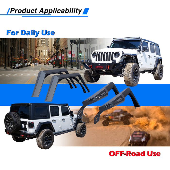Jeep Wrangler JL/JLU Fender Flares with LED DRL and Sequential Turn Lights