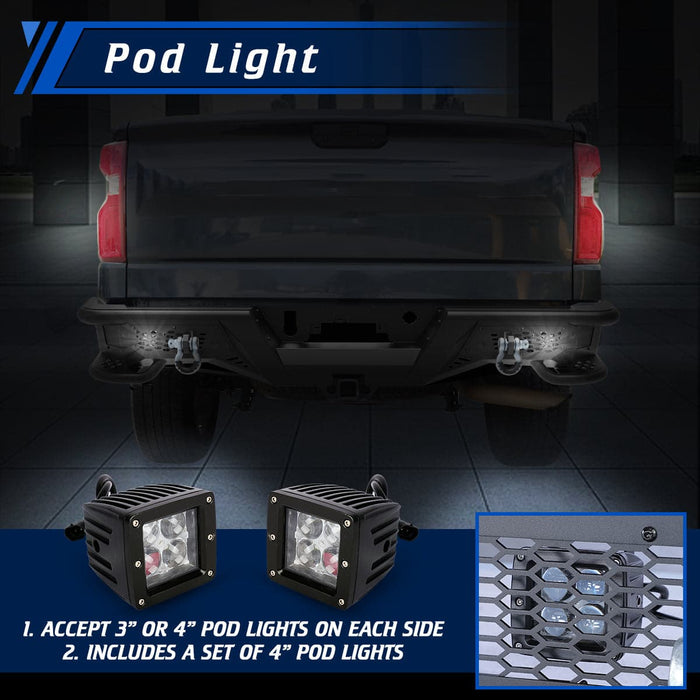 WOLFSTORM Rear Bumper for 2019-2025 Chevrolet Silverado 1500 and GMC Sierra 1500
