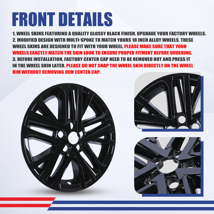 WOLFSTORM 4-Pack 18 Inch Wheel Rim Cover Hubcaps for 2025-2026 TOYOTA CAMRY HYBRID SE / XLE Model