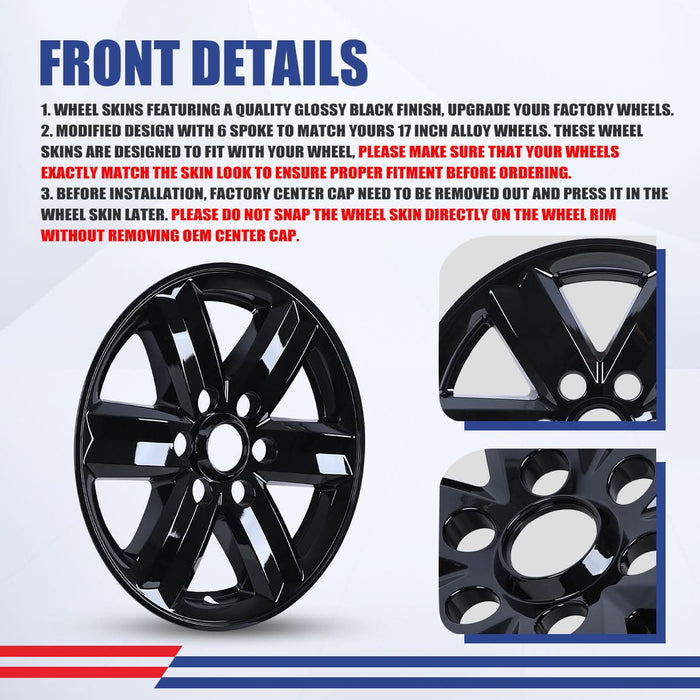 WOLFSTORM 4-Pack 17 Inch Wheel Rim Cover Hubcaps for 2021-2025 FORD F-150