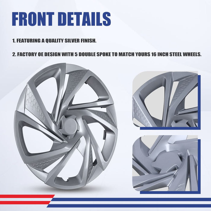WOLFSTORM 4-Pack 16 Inch Wheel Rim Cover Hubcaps for 2017-2023 SUBARU IMPREZA SEDAN/WAGON