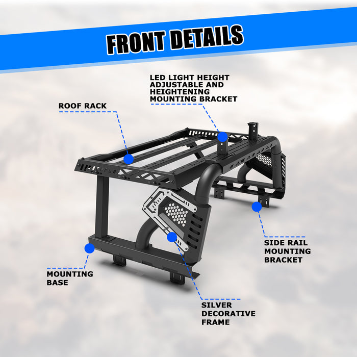 Wolfstorm Universal Adjustable Bed Rack Roll Bar for  Mid-Size &Full-Size Pickup Trucks