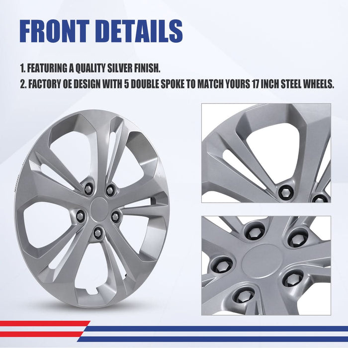 WOLFSTORM 4-Pack 17 Inch Wheel Rim Cover Hubcaps for 2024-2026 Chevy Trax