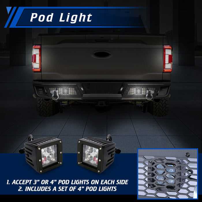 WOLFSTORM Rear Bumper Compatible with 2021-2023 Ford F-150 (Excluding Raptor)