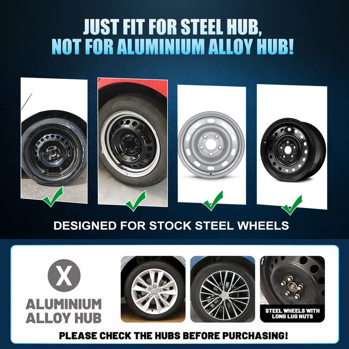 Wolfstorm Aerodisc Full Coverage Wheel Covers for Universal Hubcaps Turbo Spoke, 4-Pack