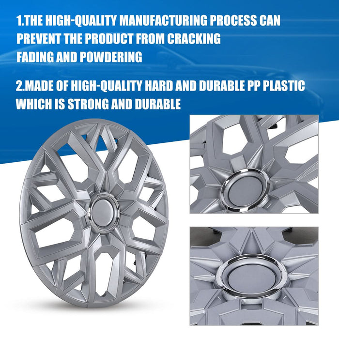WOLFSTORM 4-Pack 17 Inch Universal Hubcaps for Steel Wheel Rims Cover