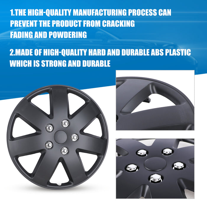 WOLFSTORM 4-Pack 16 Inch Universal Hubcaps for Steel Wheel Rims Cover