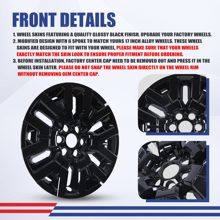 WOLFSTORM 4-Pack 17 Inch Wheel Rim Cover Hubcaps for 2022-2026 NISSAN FRONTIER