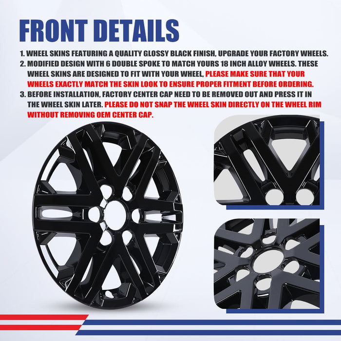 WOLFSTORM 4-Pack 18 Inch Wheel Rim Cover Hubcaps for 2022-26 TOYOTA TUNDRA /2023-26 Toyota Sequoia