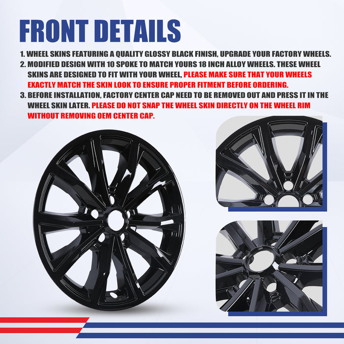 WOLFSTORM 4-Pack 18 Inch Wheel Rim Cover Hubcaps for 2023-2025 HONDA CR-V EX / EX-L model