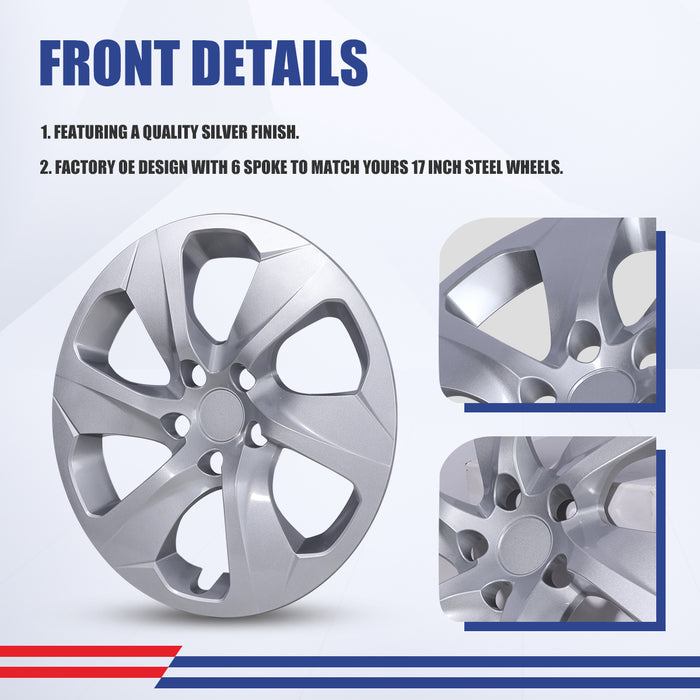 WOLFSTORM Black Matte Hubcaps for Toyota RAV4 2019-2025, Set of 4 Snap-on Installation Wheel Rim Covers Compatible with Steel Wheels, ABS&PC Material Hub Caps-17 Inch Black Matte 4-Piece Set