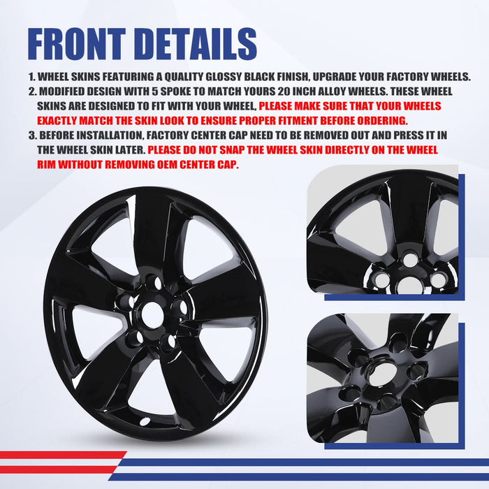 WOLFSTORM 4-Pack 20 Inch Wheel Rim Cover Hubcaps for 2013-2023 DODGE RAM 1500