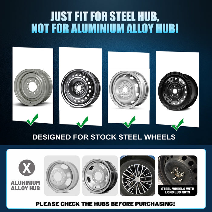 Wolfstorm Aerodisc Full Coverage Wheel Covers for Universal Hubcaps Turbo Spoke, 4-Pack