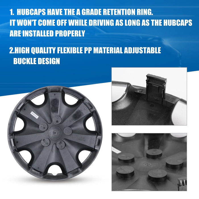 WOLFSTORM 4-Pack 16 Inch Universal Hubcaps for Steel Wheel Rims Cover