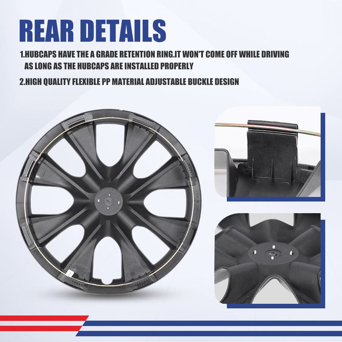 WOLFSTORM 4-Pack 15 Inch Wheel Rim Cover Hubcaps for 2009-2019 TOYOTA COROLLA