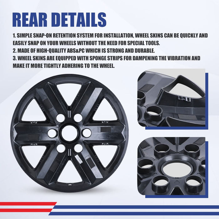 WOLFSTORM 4-Pack 17 Inch Wheel Rim Cover Hubcaps for 2021-2025 FORD F-150