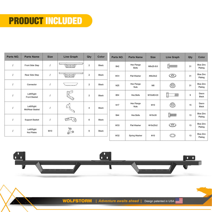 WOLFSTORM Running Boards for Dodge Ram 1500/2500/3500 Crew Cab
