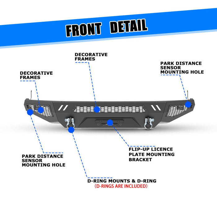 WOLFSTORM Front Bumper / Winch Plate for 2007-2013 Toyota Tundra £¨Main Body£¬Side Wings£¬Winch Plate£©