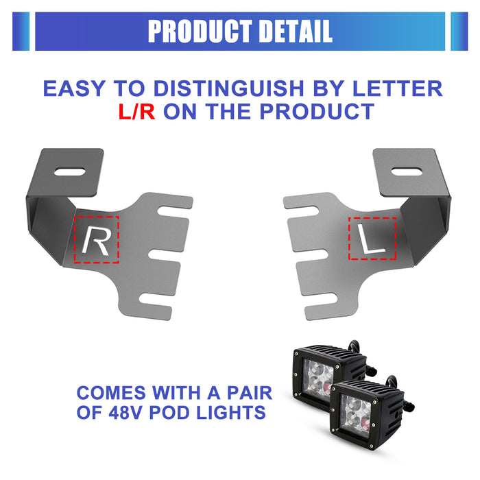WOLFSTORM A-Pillar LED Lights Bar Mounting Brackets with Lights for 2024-2025 Tesla Cybertruck
