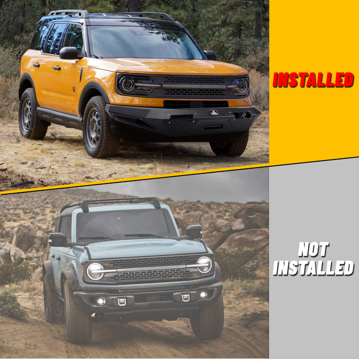 WOLFSTORM Pare-chocs avant de remplacement pour Ford Bronco 2021-2024 avec lumières LED et trous de capteur 