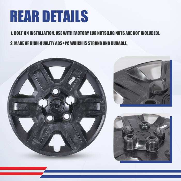 WOLFSTORM Hubcaps Fit for 2008-2016 DODGE GRAND CARAVAN and 2008-2010 CHRYSLER TOWN & COUNTRY, ABS&PC Material Wheel Rim Covers for Steel Wheels, Bolt-On Installation, 16 Inch Silver Lacquer 4-Pack