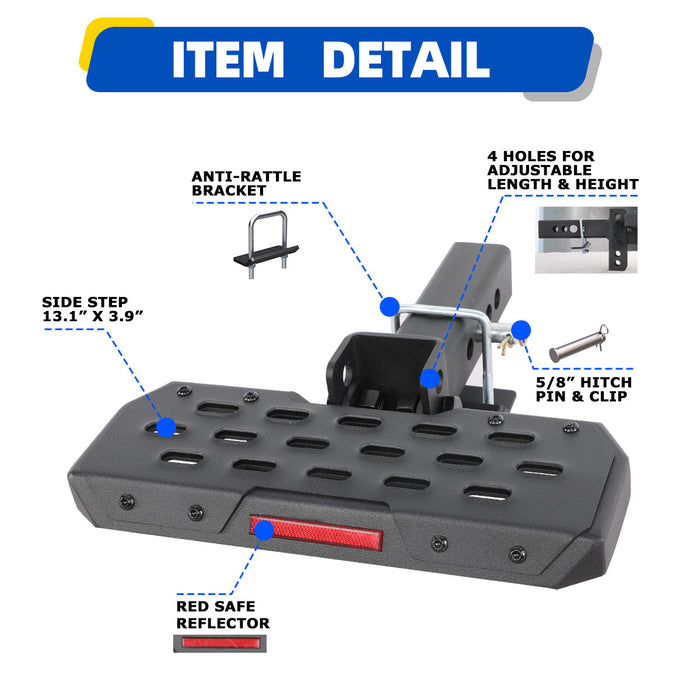 Wolfstorm Universal Hitch Step Fit for Pickup Truck Car SUV（Adjustable）