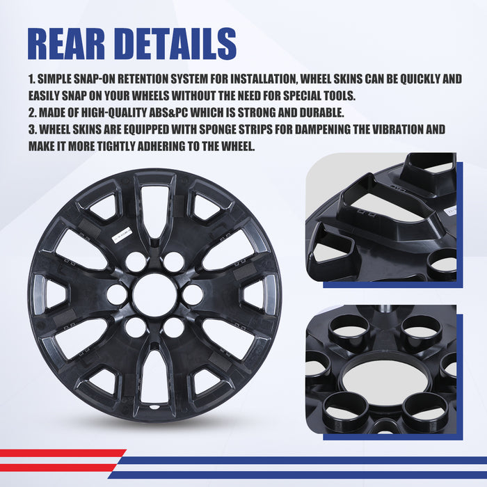WOLFSTORM 4-Pack 17 Inch Wheel Rim Cover Hubcaps for 2024-2026 Toyota Tacoma