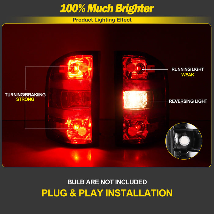 WOLFSTORM Taillights for 2007-2013 Chevy Silverado 1500 2500 3500/ Chevrolet 07-13 Silverado Rear Lamps Assembly Tail Light Replacement
