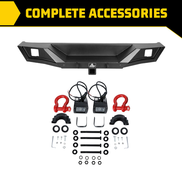 Pare-chocs arrière avec lumière LED, anneau en D, manille en acier pour Jeep Wrangler JL/JLU 2018 – 2024 